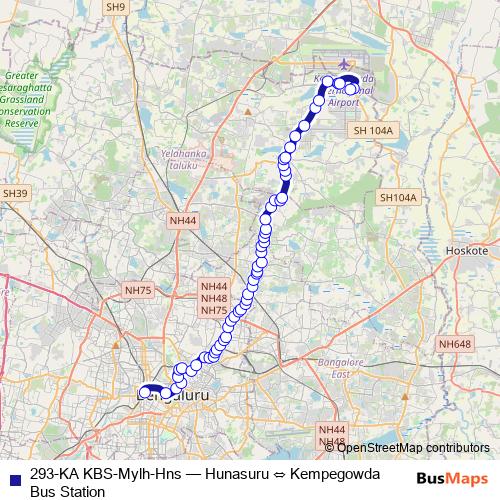 293-KA KBS-Mylh-Hns bus Line Map