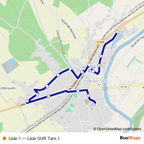 Lisle 1 bus Line Map