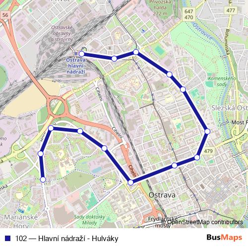 102 trolleybus Line Map