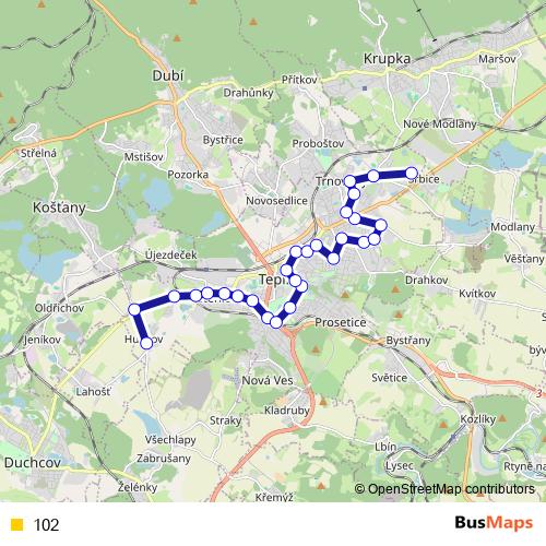 102 trolleybus Line Map