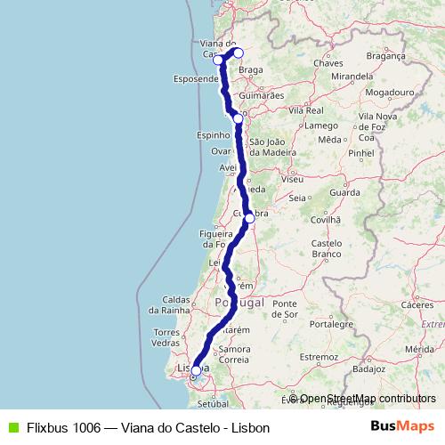 Flixbus 1006 bus Line Map