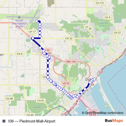 108 bus Line Map