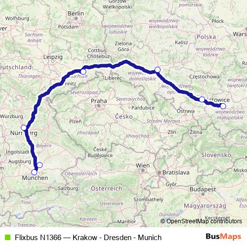 Flixbus N1366 bus Line Map