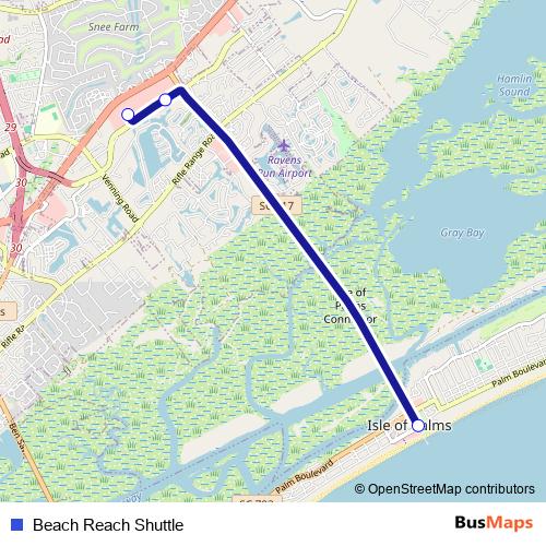 Beach Reach Shuttle bus Line Map