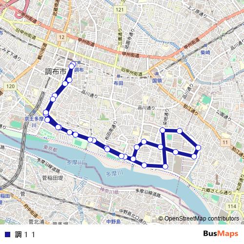 調１１ bus Line Map