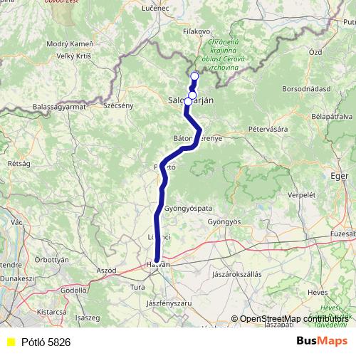 Pótló 5826 bus Line Map