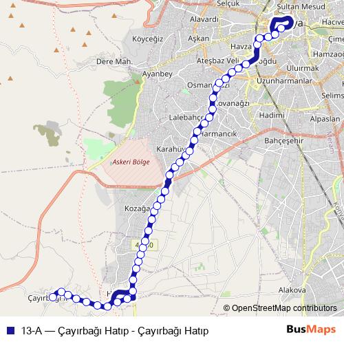 13-A bus Line Map