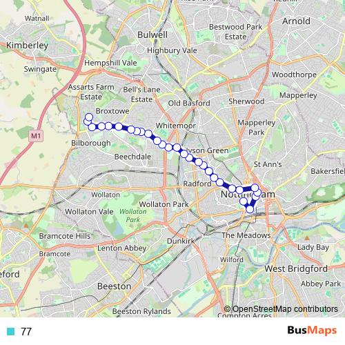 77 bus Line Map