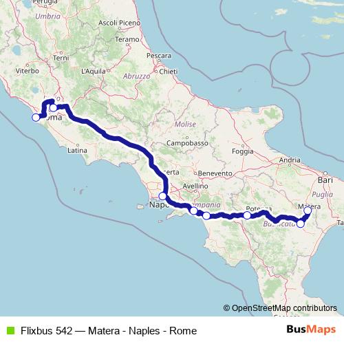Flixbus 542 bus Line Map
