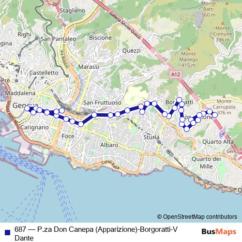 687 bus Line Map