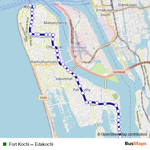 Fort Kochi ↔ Edakochi bus Line Map