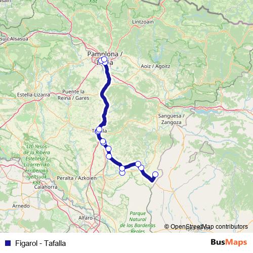 Figarol - Tafalla bus Line Map
