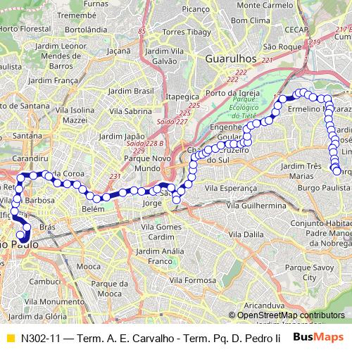 N302-11 bus Line Map