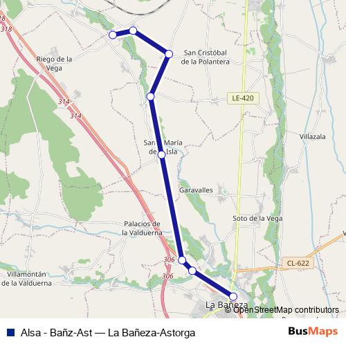 Alsa - Bañz-Ast bus Line Map
