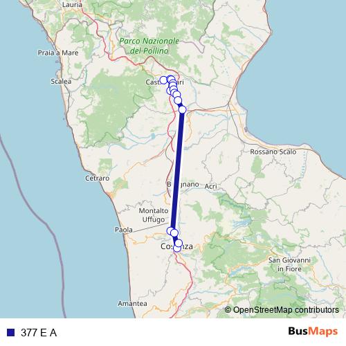 377 E A bus Line Map