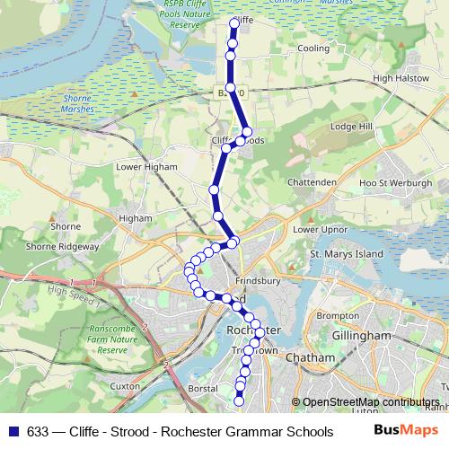 633 bus Line Map