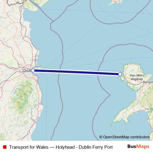 Transport for Wales ferry Line Map