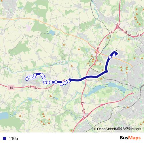 116u bus Line Map