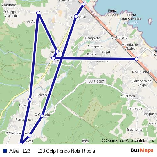 Alsa - L23 bus Line Map