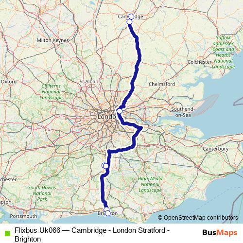 Flixbus Uk066 bus Line Map