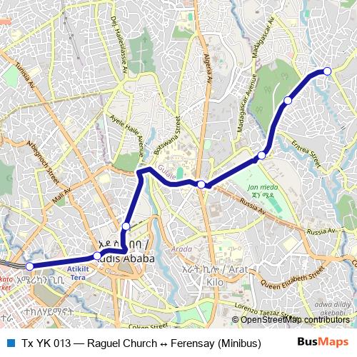 Tx YK 013 bus Line Map
