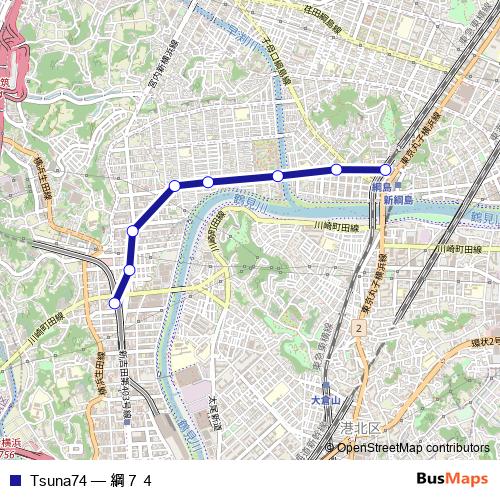 Tsuna74 bus Line Map
