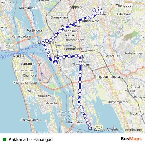 Kakkanad ↔ Panangad bus Line Map