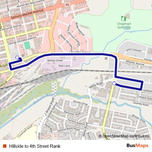 Hillside to 4th Street Rank bus Line Map