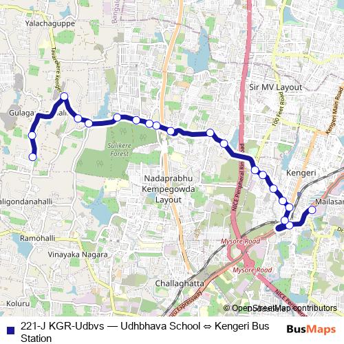 221-J KGR-Udbvs bus Line Map