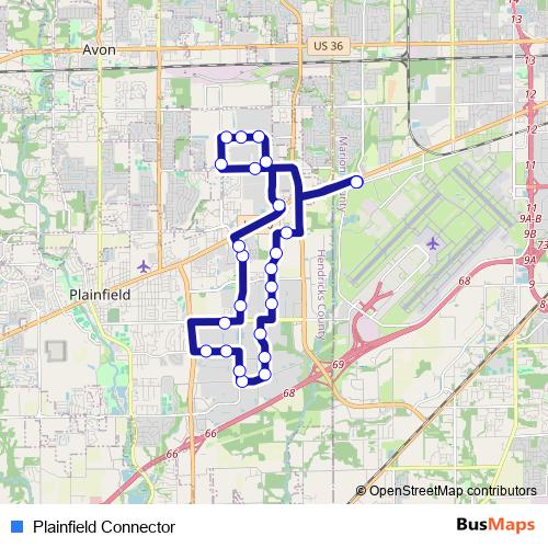Plainfield Connector bus Line Map