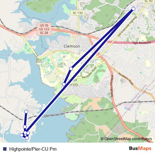 Highpointe/Pier-CU Pm bus Line Map
