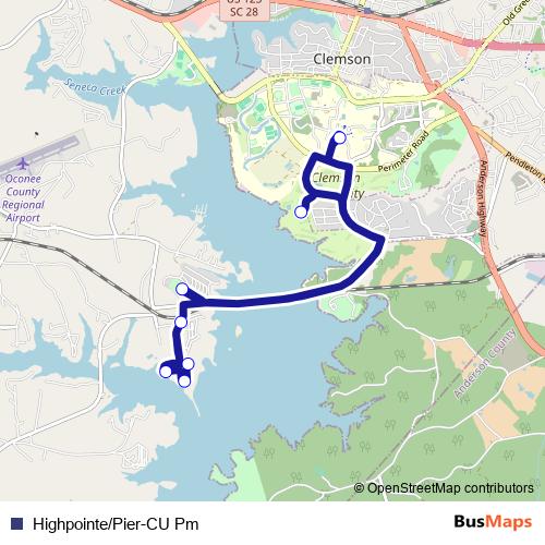 Highpointe/Pier-CU Pm bus Line Map
