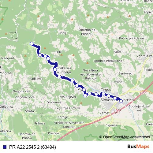 PR A22 2545 2 (63494) bus Line Map