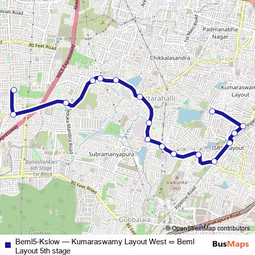 Beml5-Kslow bus Line Map