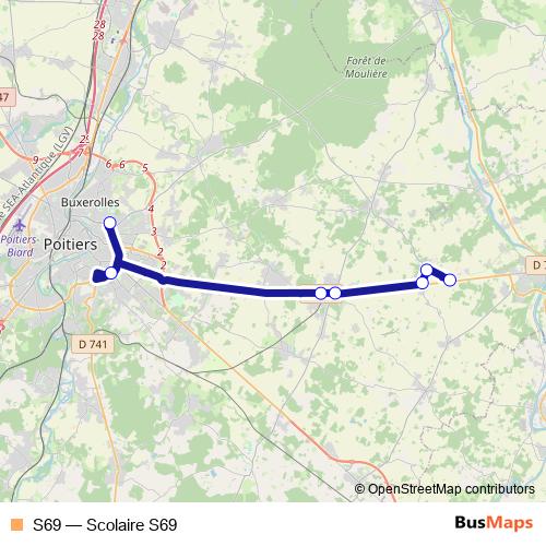 S69 bus Line Map