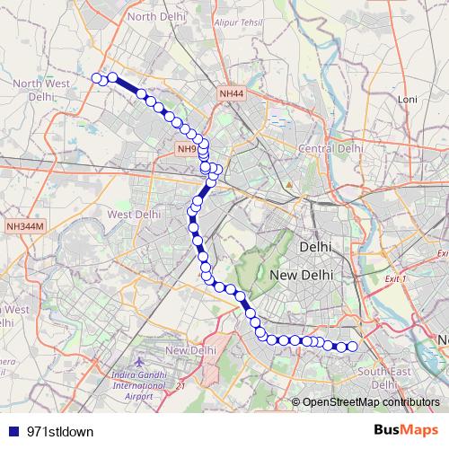 971stldown bus Line Map