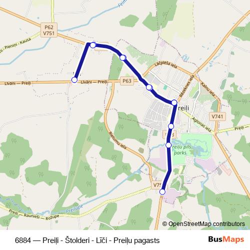 6884 bus Line Map