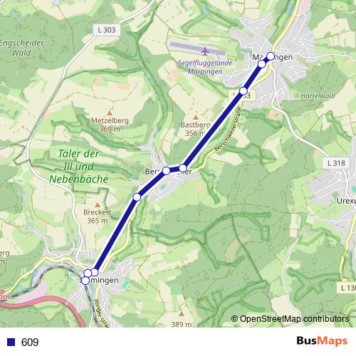 609 bus Line Map