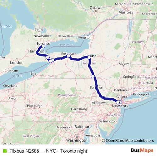 Flixbus N2685 bus Line Map