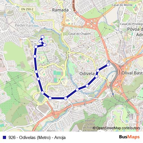 926 - Odivelas (Metro) - Arroja bus Line Map