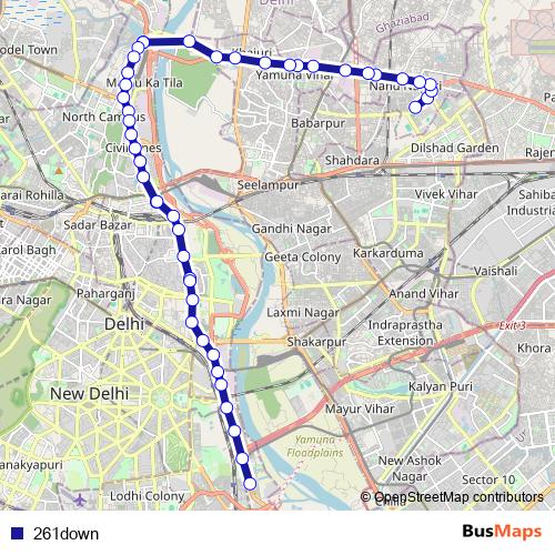 261down bus Line Map
