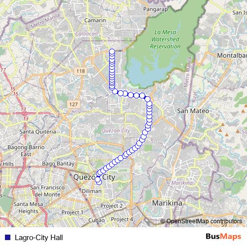 Lagro-City Hall bus Line Map