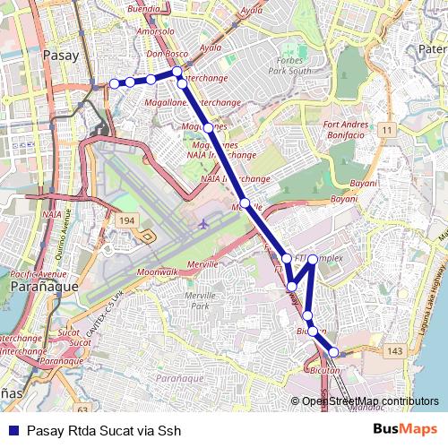 Pasay Rtda Sucat via Ssh bus Line Map