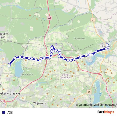 738 bus Line Map