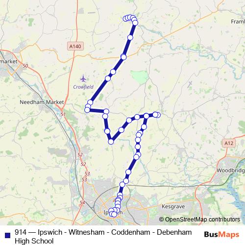 914 bus Line Map