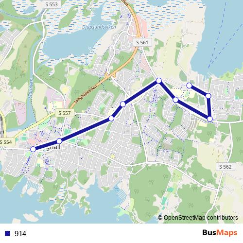 914 bus Line Map