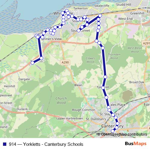 914 bus Line Map