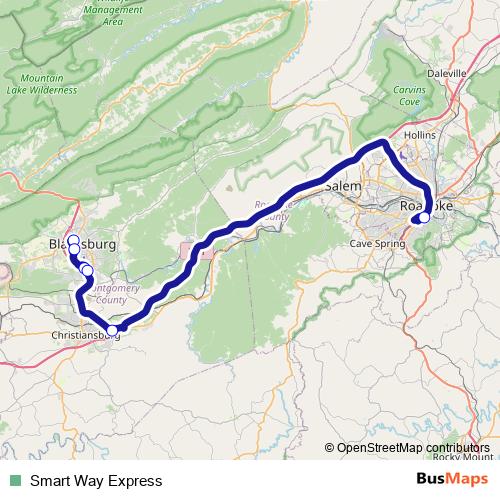 Smart Way Express bus Line Map