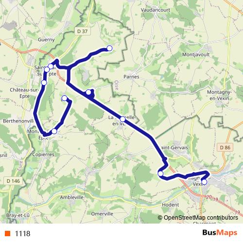 1118 bus Line Map