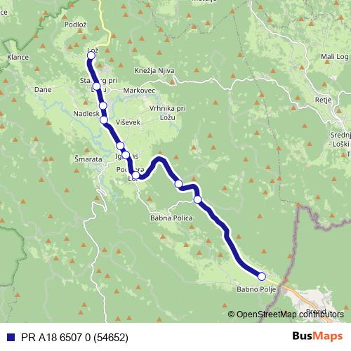PR A18 6507 0 (54652) bus Line Map